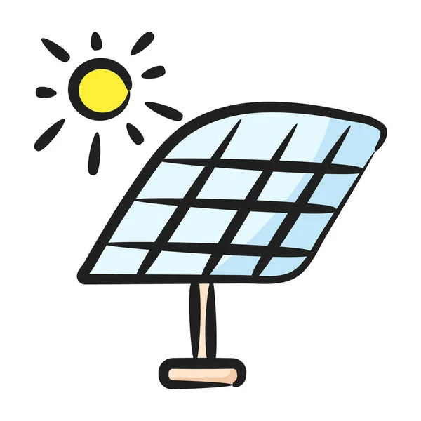 ソーラーパネルアイコンの編集可能なフラットスタイル — ストックベクタ