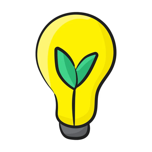 Leaves Light Bulb Flat Design Bioenergy Icon — Stock Vector