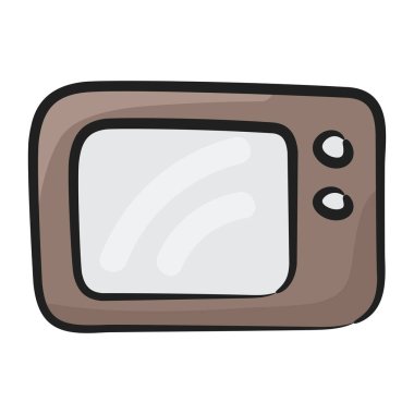 Televizyon ikonu tasarımı, montajlanabilir el Darwin stilinde klasik televizyon. 