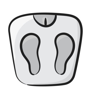 Ağırlık makinesi simgesi tasarımı, el çizimi bir makinede ayak izi 