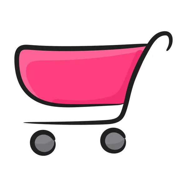 Doodle Diseño Carro Compra Icono — Vector de stock