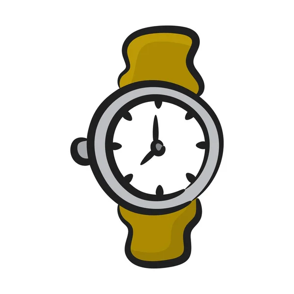 Icono Del Reloj Muñeca Diseño Doodle Reloj Portátil — Vector de stock