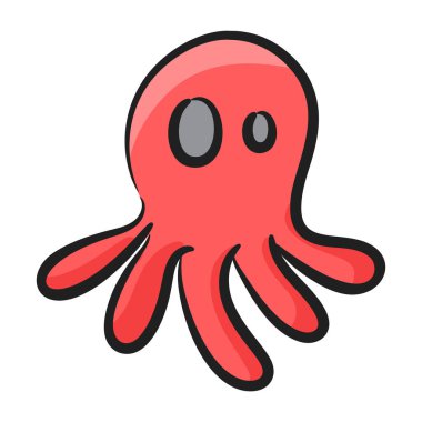 Sekiz enayi taşıyan sefalopod yumuşakça, düz stil ahtapot vektörü. 