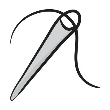 İğne ve iplik simgesinin karalama tasarımı.