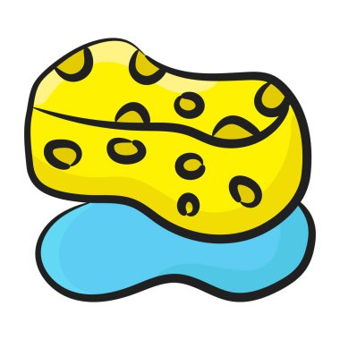 Süngerin el çizimi simgesi, temizlik aracı 