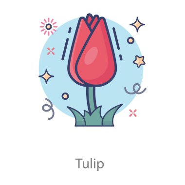 Lale çiçeği simgesi düzenlenebilir kalitede düz stil 