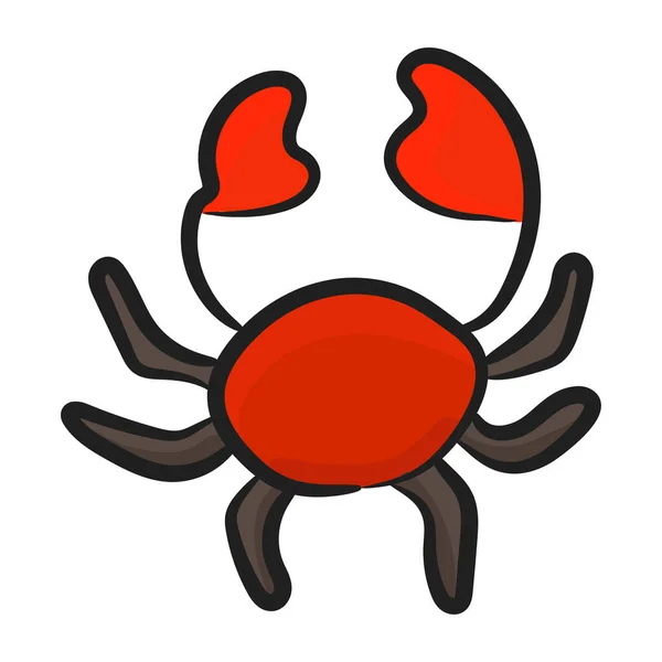 Animal Marin Crabe Dans Style Doodle Modifiable — Image vectorielle