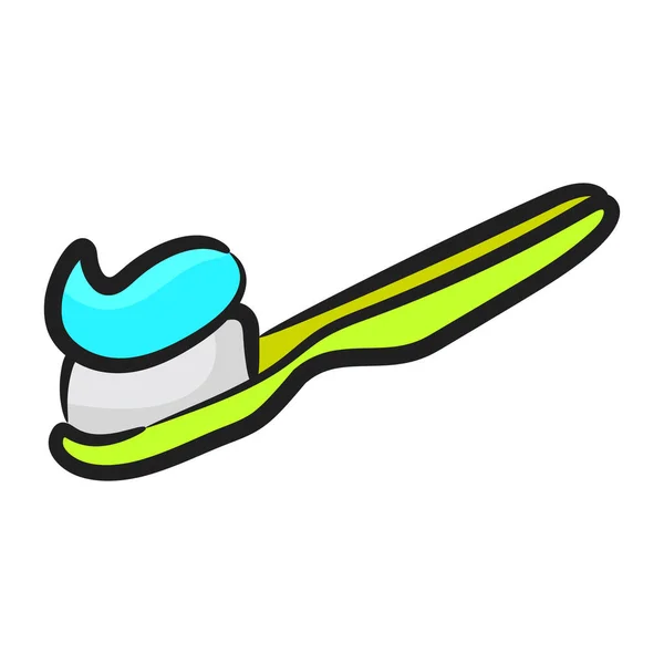 Zahnreinigung Doodle Design Zahnbürste Mit Paste — Stockvektor