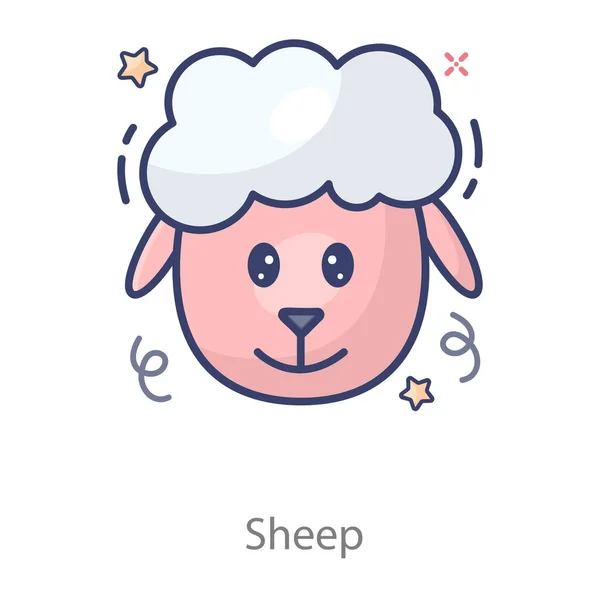 Плоска Ікона Вівці Ізольовані Білому Тлі — стоковий вектор