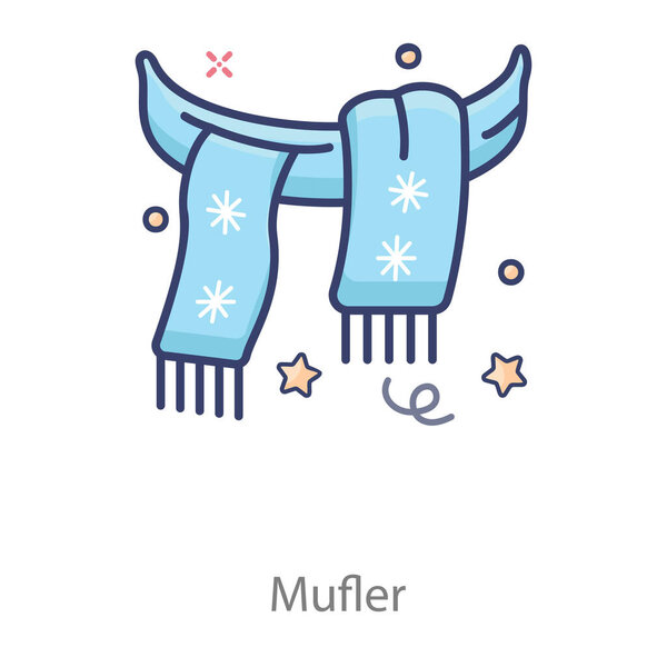 Icon of muffler in flat design. Winter wearing accessory 