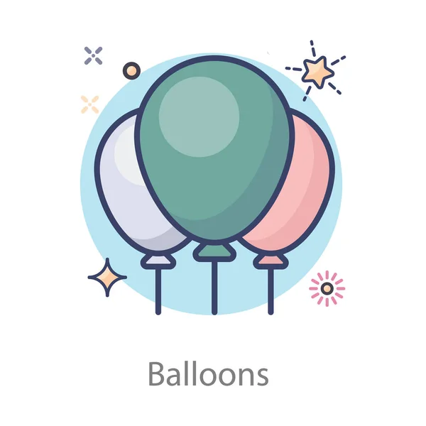 Helium Balónky Vektor Plochý Design Ikon Upravitelném Stylu — Stockový vektor