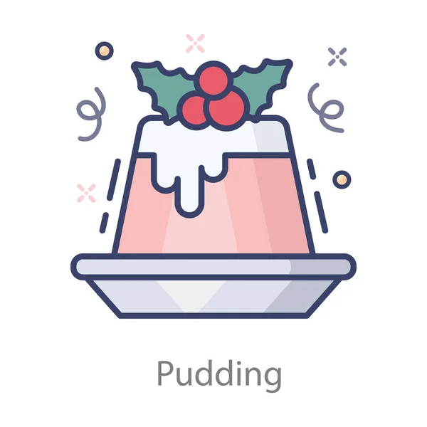 Ein Süßer Pudding Mit Kirschkernbelag Geronnenes Gericht — Stockvektor