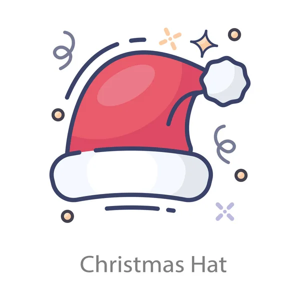 Chapeau Noël Icône Design Santa Cap Dans Style Plat Modifiable — Image vectorielle