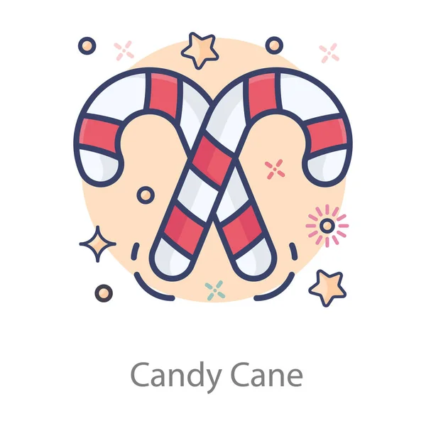 Candy Canne Vettore Design Icona Piatta Arrotondata — Vettoriale Stock