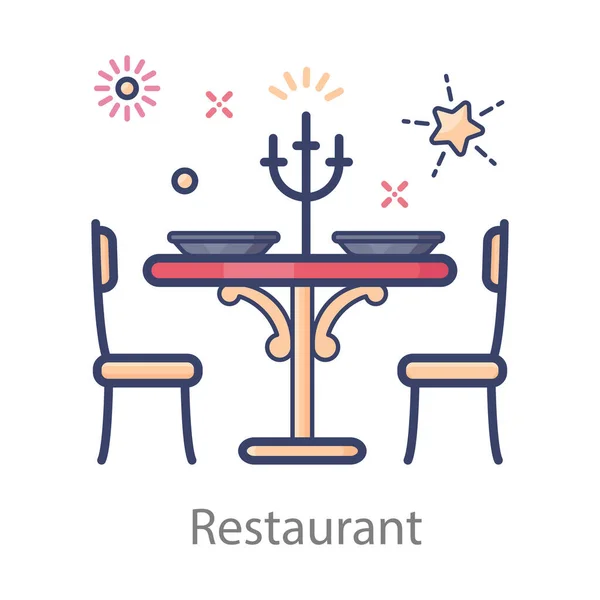 Restaurant Furniture Icon Design Chair Table — Stock Vector