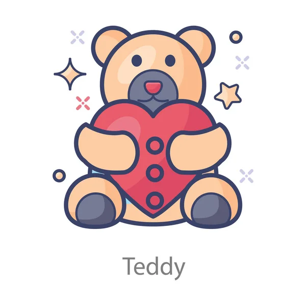 Teddy Beer Pictogram Ontwerp Zacht Speelgoed Platte Vector — Stockvector