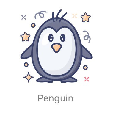 Uçamayan büyük bir deniz kuşunun simgesi, penguen vektörü 