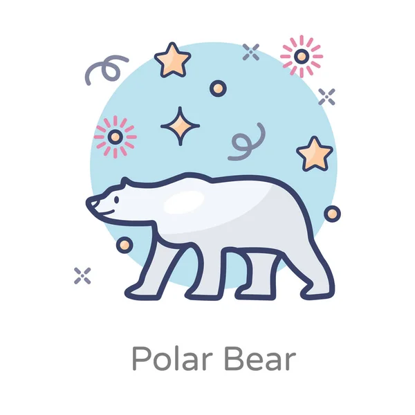 Oso Hipercarnívoro Icono Del Oso Polar Diseño Plano — Vector de stock