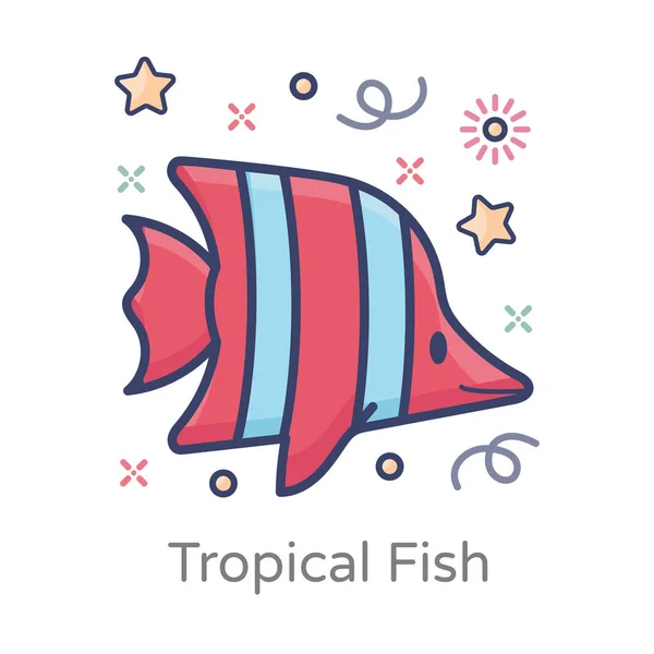 Animal Craniato Aquático Ícone Peixe Tropical Estilo Plano —  Vetores de Stock