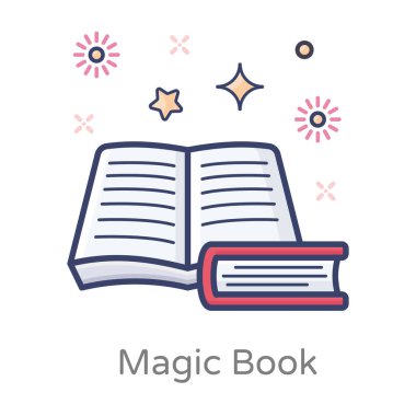 Büyü kitabı, düz büyü kitabı dizaynı veya sihirli kitap ikonu.