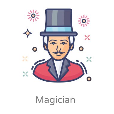 Sihirli güçleri olan biri, düz stil sihirbaz ikonu. 