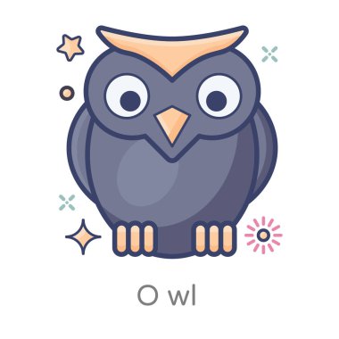 Baykuş simgesinin modern düz tasarımı, ticari olarak kullanın 