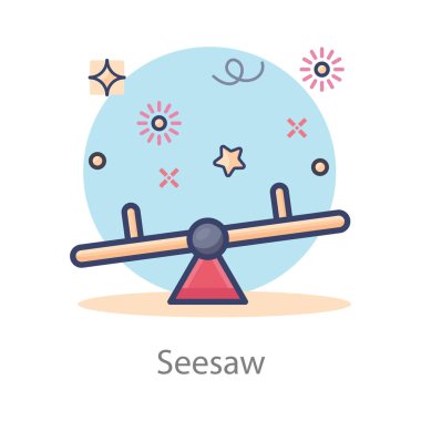 Düz dizaynlı lunapark simgesi, tahterevalli 