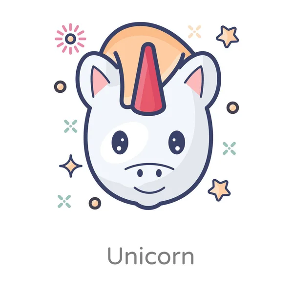 Mítica Criatura Con Cuernos Icono Plano Unicornio — Vector de stock