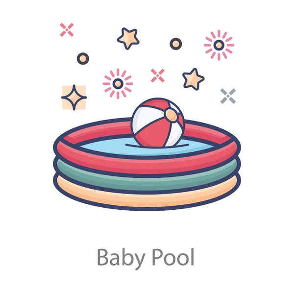 フラットデザインのインフレータブルベビープールアイコン — ストックベクタ