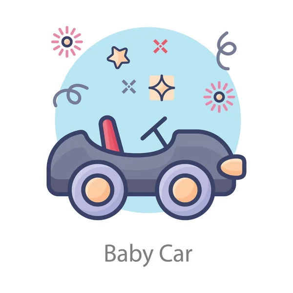 Design Vettoriale Piatto Baby Car Giocattolo Bambini — Vettoriale Stock