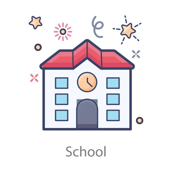 Escuela Icono Instituto Educativo Diseño Plano — Vector de stock