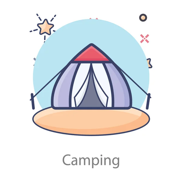 Camping Aire Libre Icono Residencia Temporal Diseño Plano — Archivo Imágenes Vectoriales