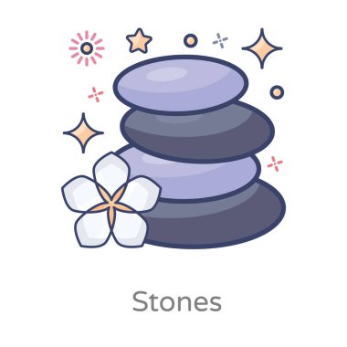 Düz ikon dizaynlı spa taşları, salon masajı aksesuarları  