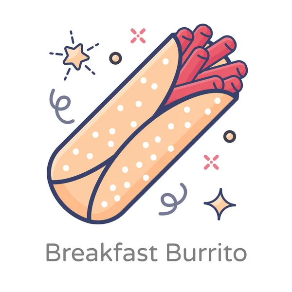 Rolos Tortilla Com Recheio Conhecido Por Ser Burrito Café Manhã — Vetor de Stock
