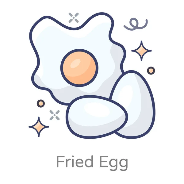 Fried Egg Vector Style Frühstück Flacher Ikone — Stockvektor