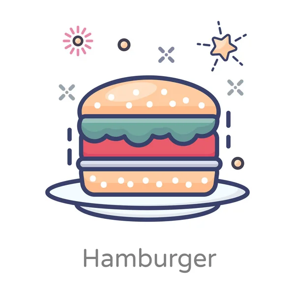 Дизайн Значка Гамбургера Концепция Быстрого Питания — стоковый вектор