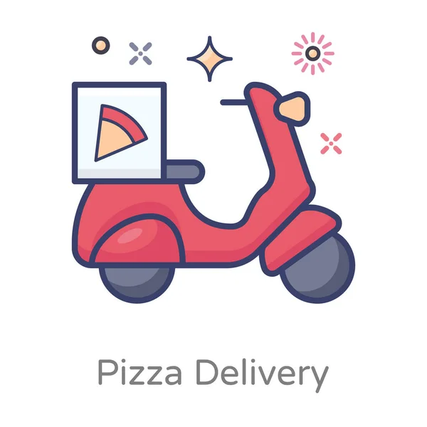 Diseño Icono Entrega Pizza Plana Estilo Vector Bicicleta Entrega — Archivo Imágenes Vectoriales