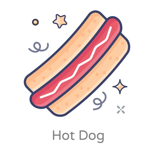 Sandwich Hotdog Estilo Plano Editable — Vector de stock