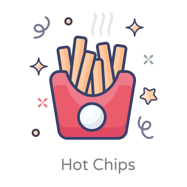 Ícone Batatas Fritas Design Chips Quentes Estilo Editável —  Vetores de Stock