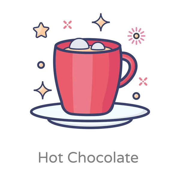 Diseño Icono Chocolate Caliente Platillo — Vector de stock