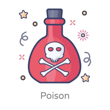 Sihirli özellikleri olan bir içecek, iksir ikonunun düz tasarımı