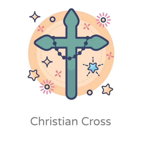 Chirstan Kreuz Symbol Flacher Design Vektor — Stockvektor