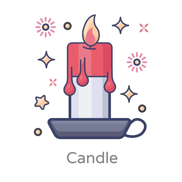 Burning Candle Flat Design Vector — Stock Vector