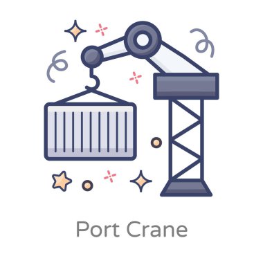 Port vinç simgesi, düz düzenlenebilir vektör 