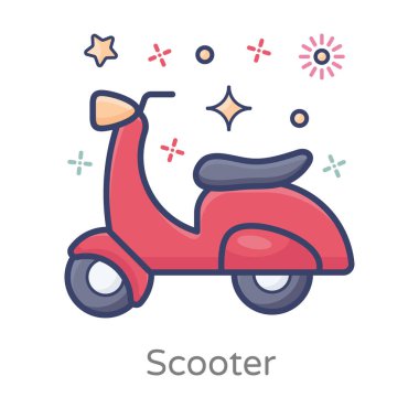 Scooter simgesi tasarımı düz vektör, iki tekerlekli motorlu araç 