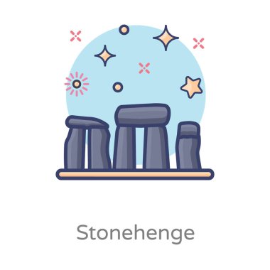 Klasik stonehenge 'in simge tasarımı, düzenlenebilir düz simge 