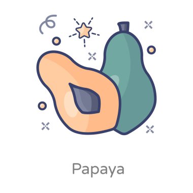 Yüksek lifli bir meyve, papaya simgesi tasarımı   