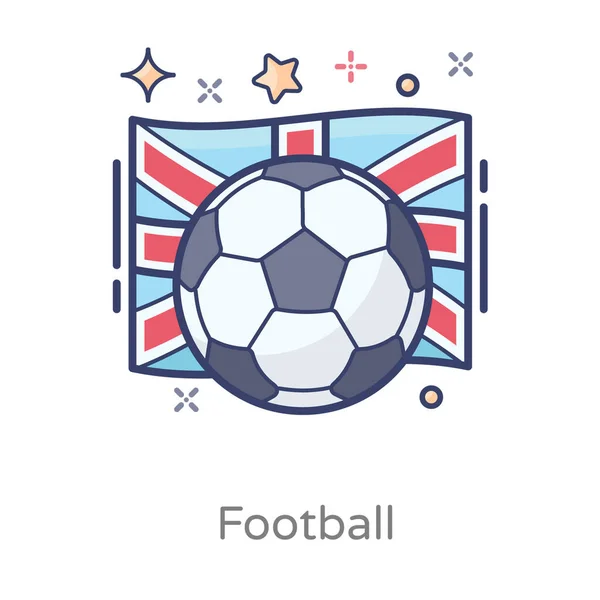 Ballon Carreaux Avec Drapeau Icône Football Dans Style Plat Mode — Image vectorielle
