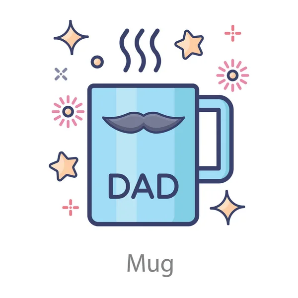 Taza Café Regalo Del Día Del Padre Icono Plano Utilizarlo — Vector de stock