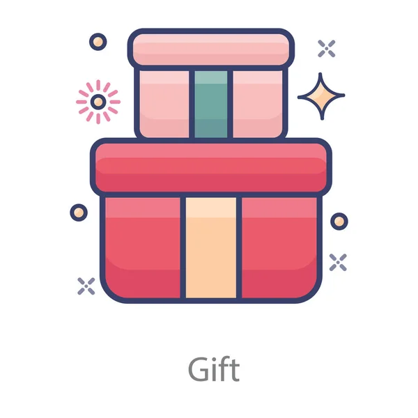 Trendy Flat Design Beautiful Gift Boxes Surprise Icon — Stock Vector